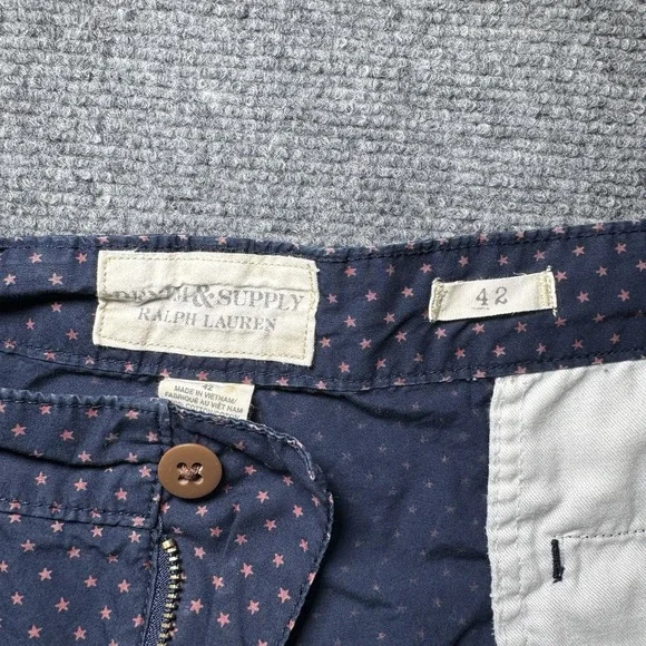 Denim & Supply Ralph Lauren Star Print Shorts‎ Mens Size 42 Navy Red Stars - Picture 3 of 10